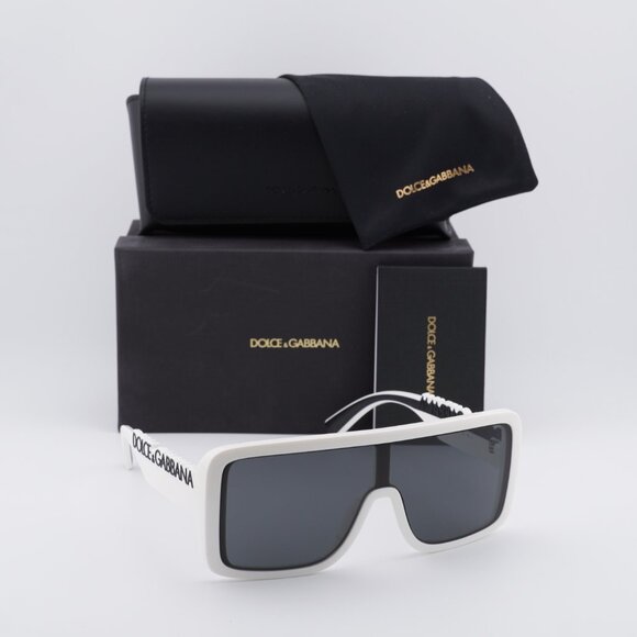 Dolce & Gabbana DG6204 331287 Shield Sunglasses - White/Dark Grey main image 4